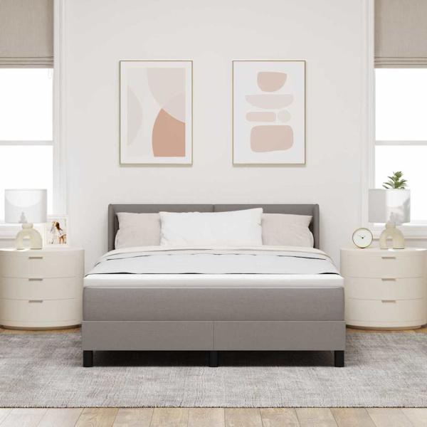 Boxspringbett mit Matratze Taupe 190 x 140 cm Polyester