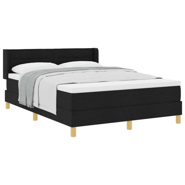 Boxspringbett mit Matratze Schwarz 190 x 140 cm Stoff