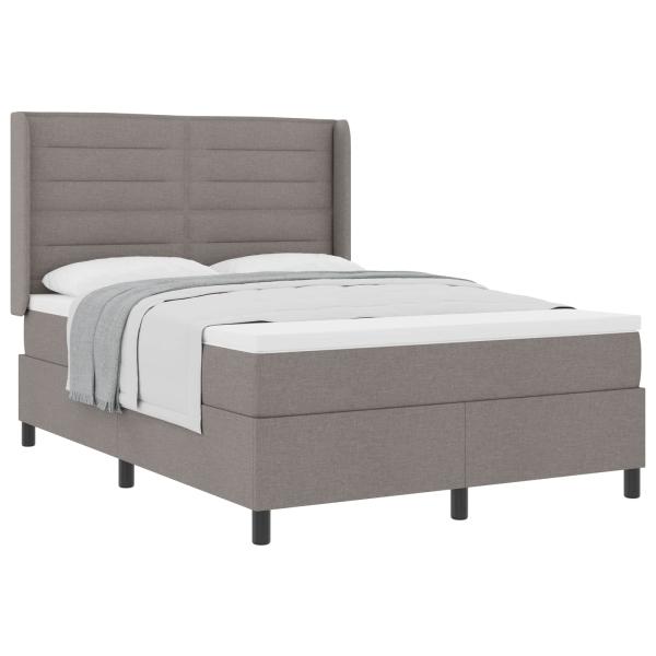 Boxspringbett mit Matratze Taupe 140 x 190 cm Stoff