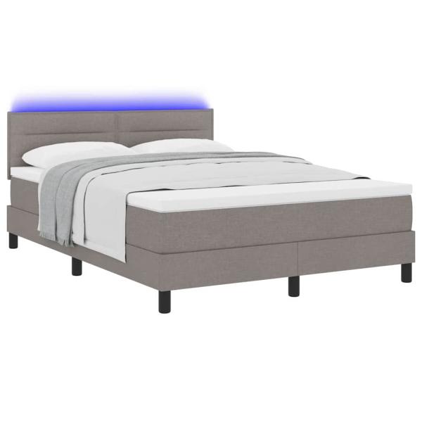 Boxspringbett mit Matratze mit LED Taupe 140 x 190 cm Stoff