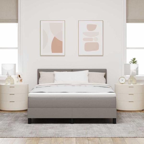 Boxspringbett mit Matratze mit LED Taupe 140 x 190 cm Stoff