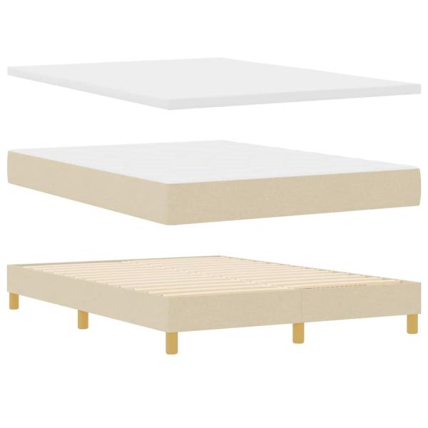 LED Boxspringbett mit Matratze mit LED Creme 140 x 200 cm Stoff