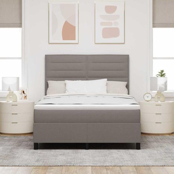 Boxspringbett mit Matratze mit LED Taupe 140 x 190 cm Stoff