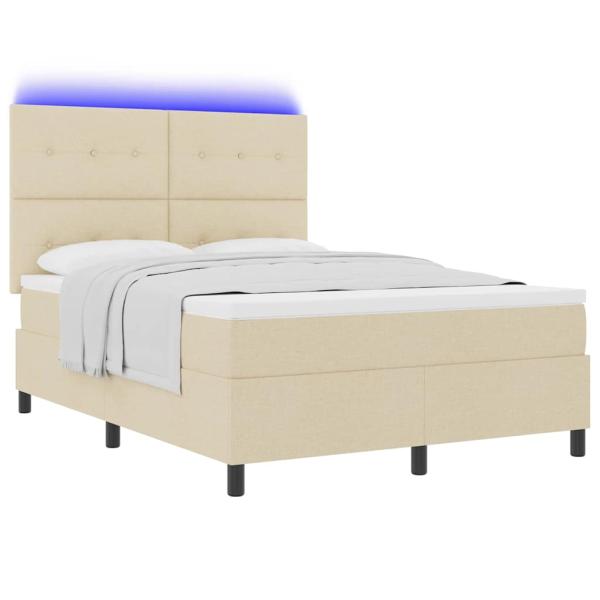 Boxspringbett mit Matratze mit LED Creme 140 x 200 cm Stoff