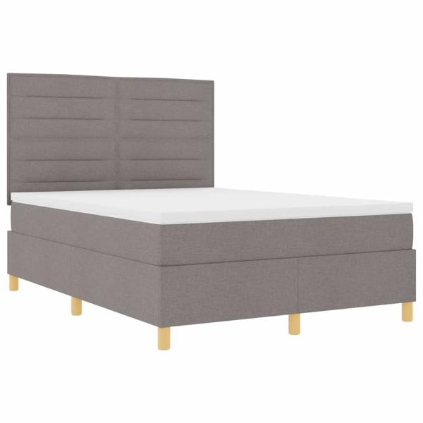 LED Boxspringbett mit Matratze Taupe 140 x 200 cm Stoff
