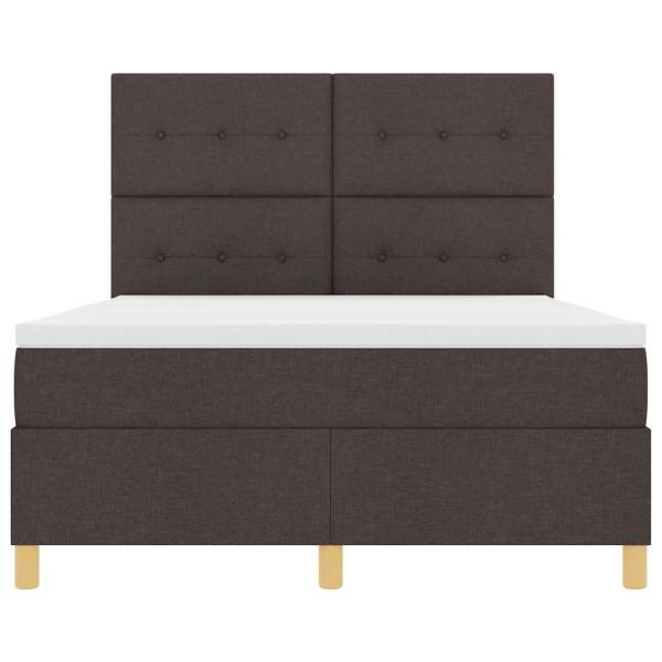 LED Boxspringbett mit Matratze Dunkelbraun 140 x 200 cm Stoff