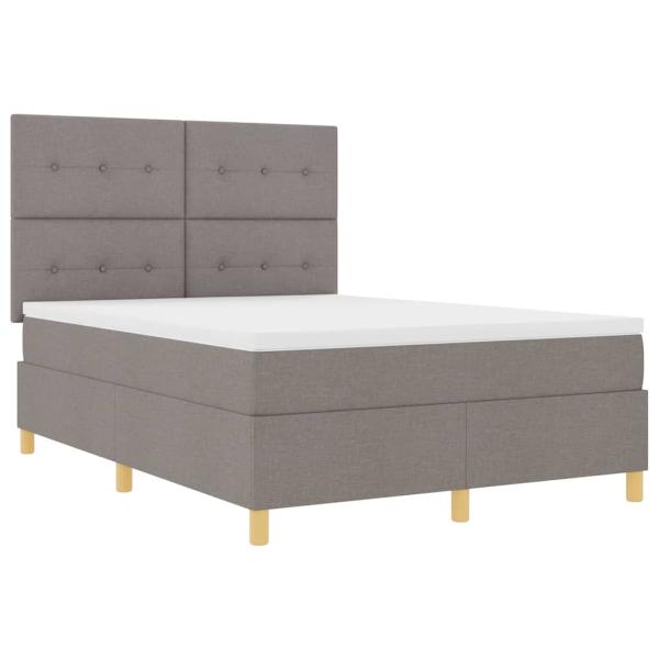 LED Boxspringbett mit Matratze Taupe 140 x 200 cm Stoff