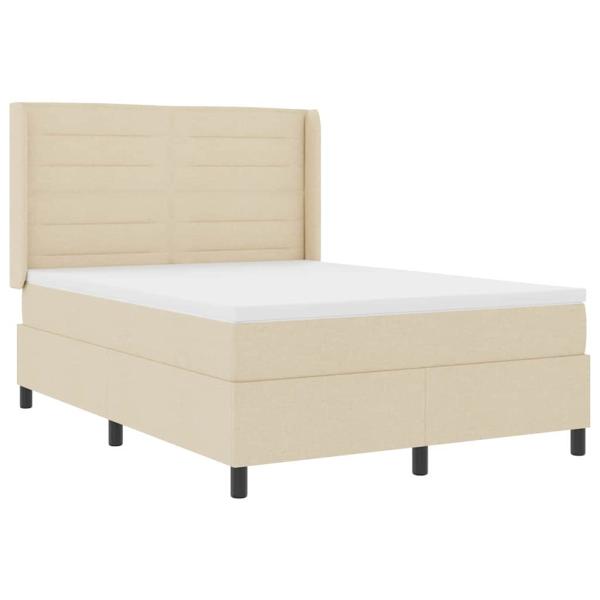 LED Boxspringbett mit Matratze Creme 140 x 200 cm Stoff