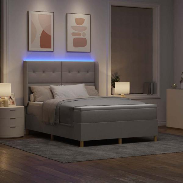 Boxspringbett mit Matratze Taupe 140 x 200 cm Stoff