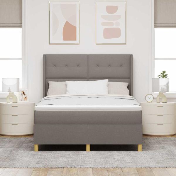 Boxspringbett mit Matratze Taupe 140 x 200 cm Stoff