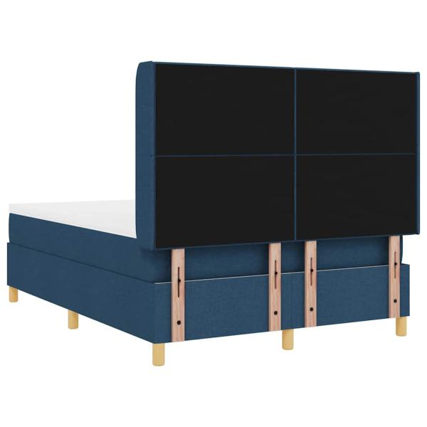 Boxspringbett mit Matratze mit Kopfteil Blau 140 x 200 cm Stoff