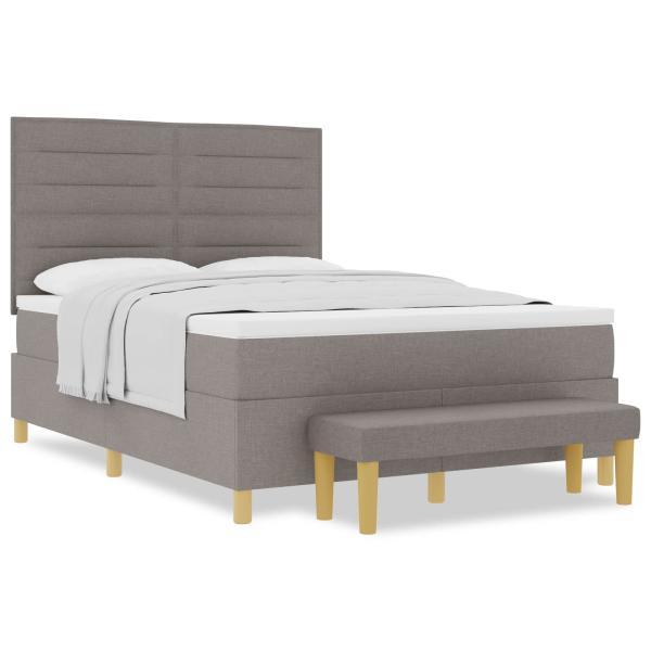Boxspringbett mit Matratze Taupe 140 x 190 cm Stoff