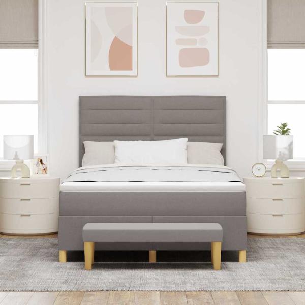 Boxspringbett mit Matratze Taupe 140 x 190 cm Stoff
