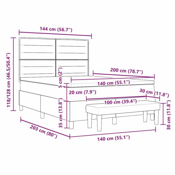 Boxspringbett mit Matratze Taupe 140 x 200 cm Stoff