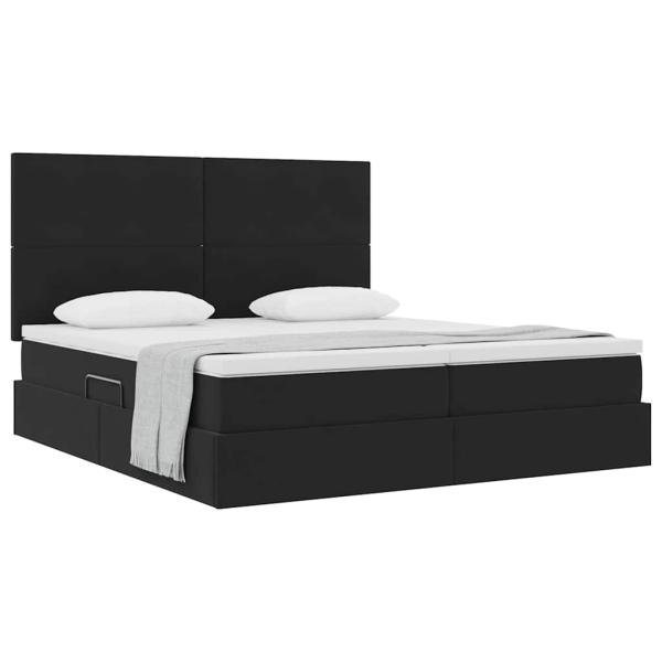 ARDEBO.de - Aufbewahrungsbett mit Matratze Schwarz 200 x 200 cm Samt