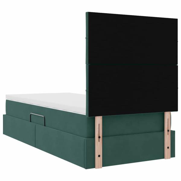 Bett mit Stauraum und LED mit LED Dunkelgrün 90 x 190 cm Samt