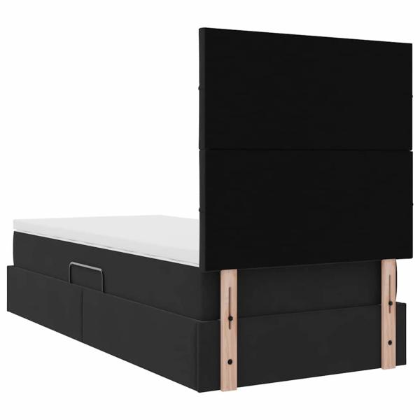 Bett mit Stauraum und LED mit LED Schwarz 100 x 200 cm Samt