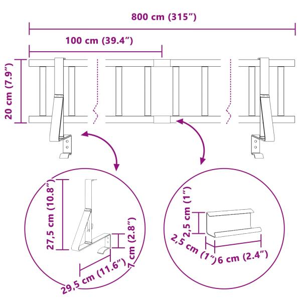 Dachschneeschild Schwarz 800 x 29,5 x 34,5 cm Stahl