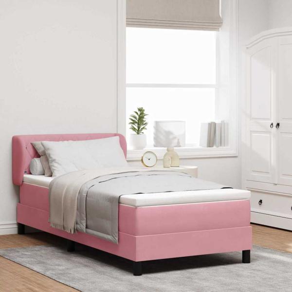 ARDEBO.de - Boxspringbett mit Matratze mit Kopfteil Rosa 100 x 200 cm Samt