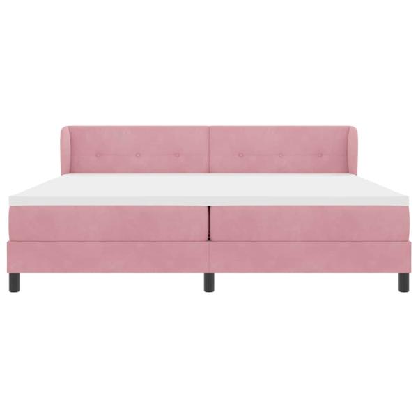 ARDEBO.de - Boxspringbett mit Matratze mit Kopfteil Rosa 200 x 200 cm Samt