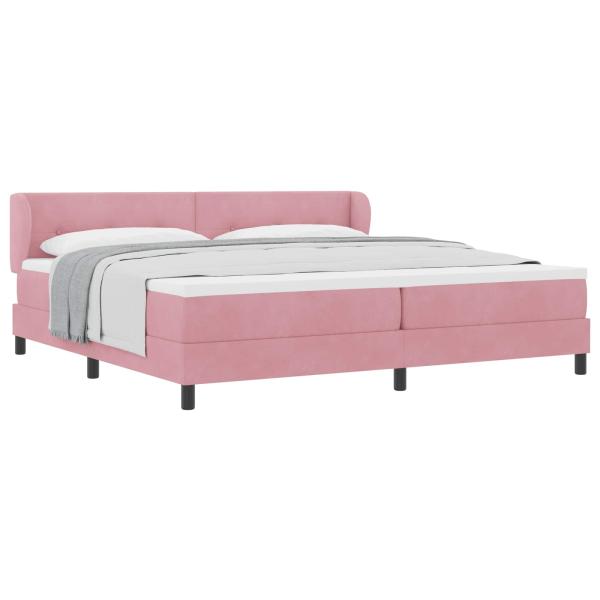 Boxspringbett mit Matratze mit Kopfteil Rosa 200 x 200 cm Samt