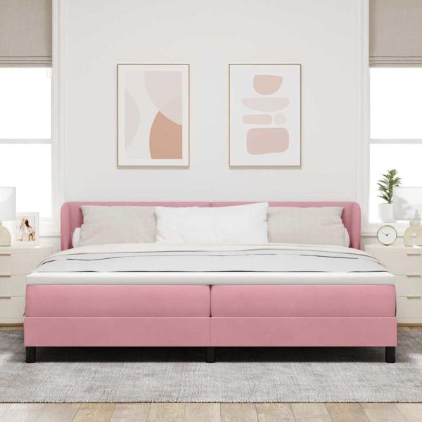 Boxspringbett mit Matratze mit Kopfteil Rosa 200 x 200 cm Samt