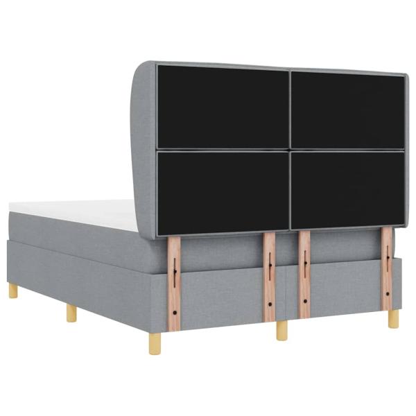 ARDEBO.de - Boxspringbett mit Matratze Dunkelgrau 90x190 cm Hellgrau Stoff