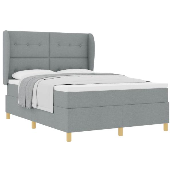 Boxspringbett mit Matratze Dunkelgrau 90x190 cm Hellgrau Stoff