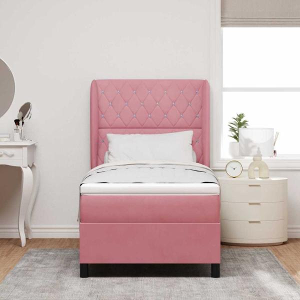 Boxspringbett mit Matratze Rosa 200 x 100 cm Polyester
