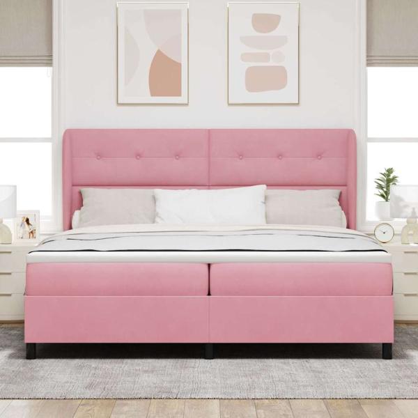 ARDEBO.de - Boxspringbett mit Matratze Rosa 200 x 200 cm Polyester