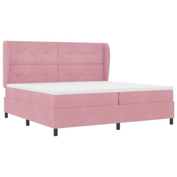 Boxspringbett mit Kopfteil Rosa 200 x 200 cm Samt