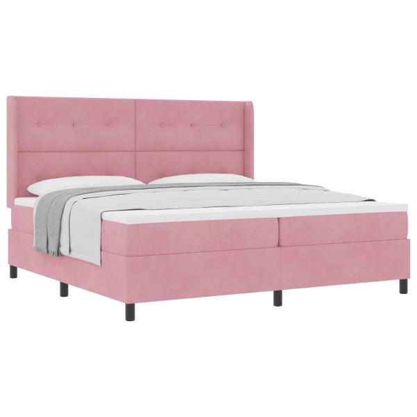 Boxspringbett mit Matratze mit Kopfteil Rosa 200 x 200 cm Samt