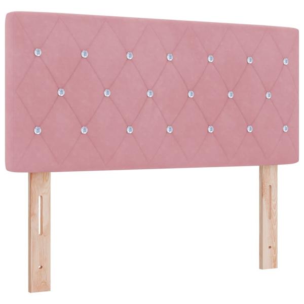 LED Boxspringbett mit Matratze mit LED Rosa 100 x 200 cm Samt