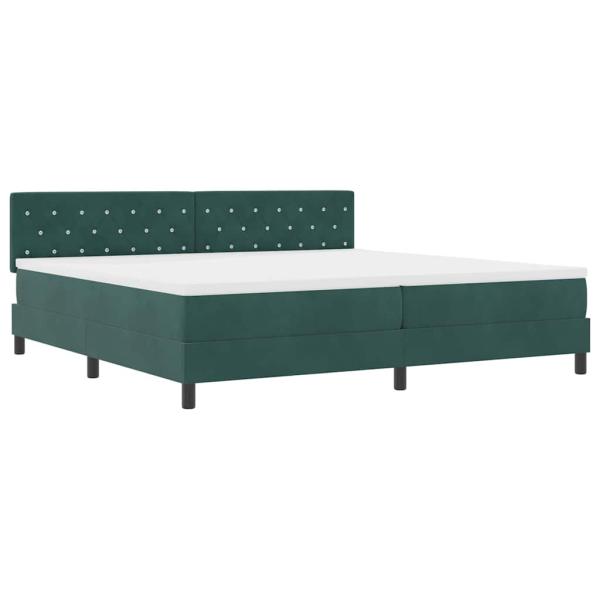 LED Boxspringbett mit Matratze Dunkelgrün 200 x 200 cm Samt