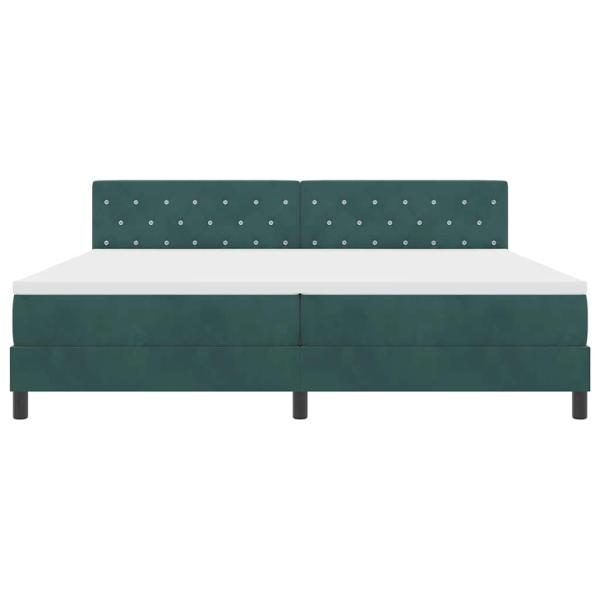 LED Boxspringbett mit Matratze Dunkelgrün 200 x 200 cm Samt