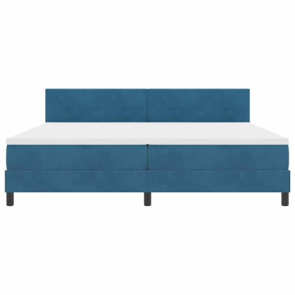 LED Boxspringbett mit Matratze Dunkelblau 200 x 200 cm Samt