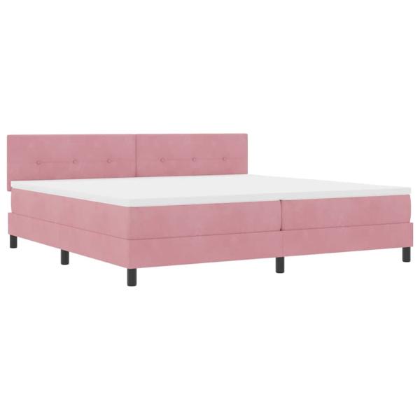 LED Boxspringbett mit Matratze mit LED Rosa 200 x 200 cm Samt
