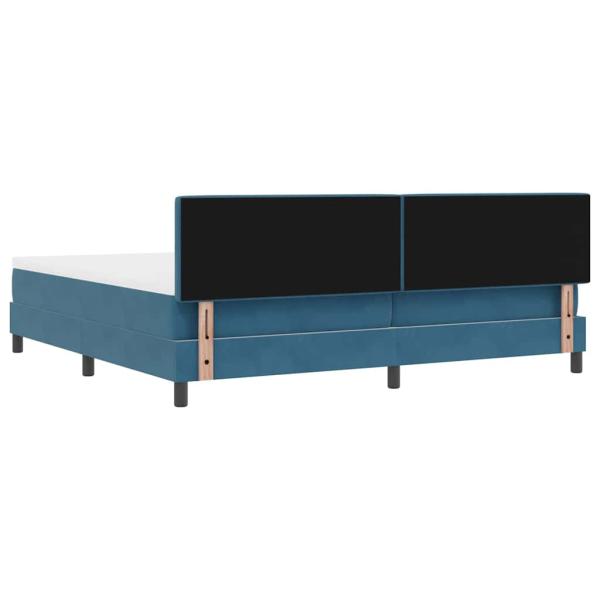 LED Boxspringbett mit Matratze Dunkelblau 200 x 200 cm Samt