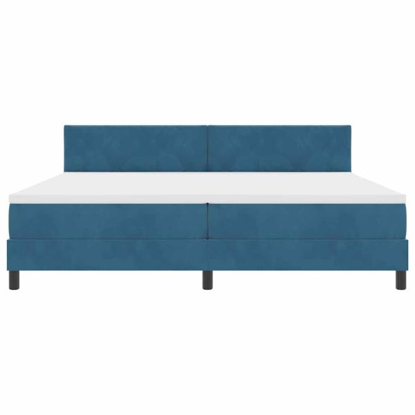 LED Boxspringbett mit Matratze Dunkelblau 200 x 200 cm Samt