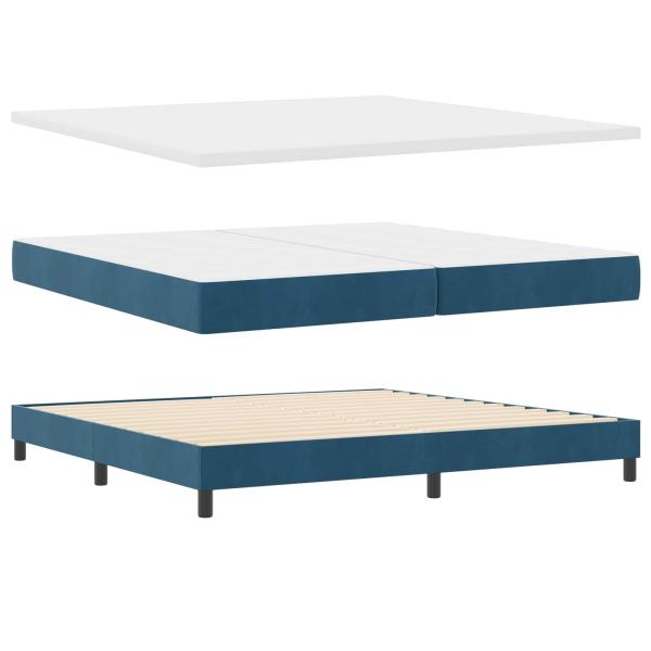 LED Boxspringbett mit Matratze Dunkelblau 200 x 200 cm Samt