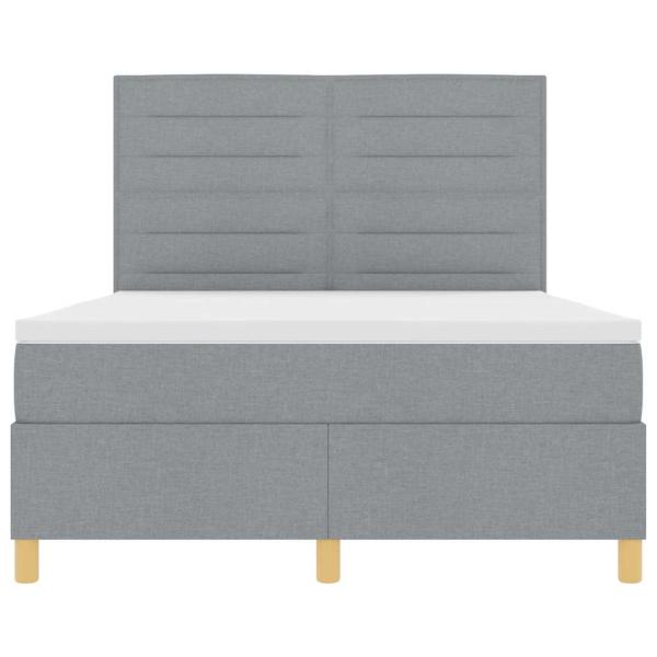 ARDEBO.de - LED Boxspringbett mit Matratze Hellgrau 140 x 190 cm Stoff