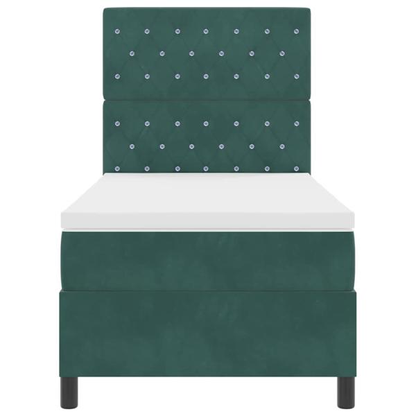 LED Boxspringbett mit Matratze Dunkelgrün 100 x 200 cm Samt