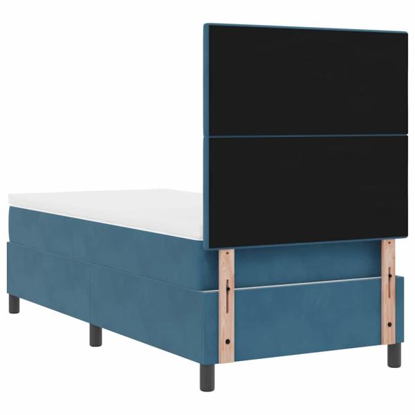 LED Boxspringbett mit Kopfteil Dunkelblau 100 x 200 cm Samt