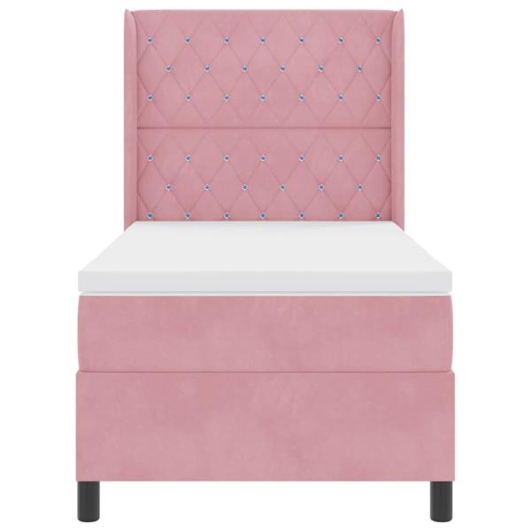 Boxspringbett mit Matratze mit LED Rosa 100 x 200 cm Samt
