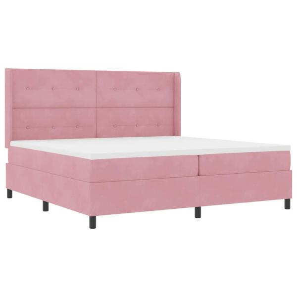 Boxspringbett mit Matratze mit LED Rosa 200 x 200 cm Samt