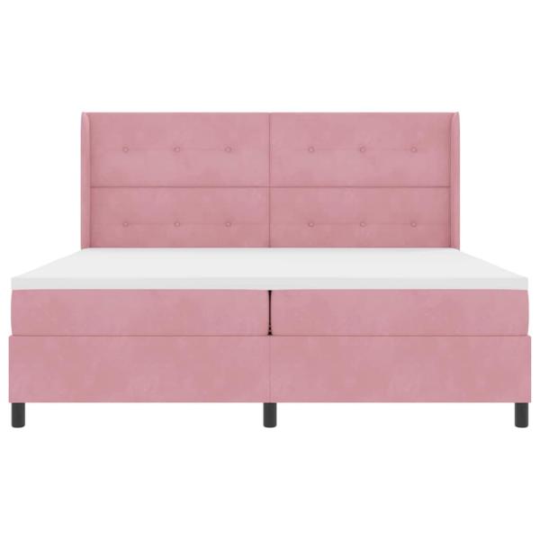 Boxspringbett mit Matratze mit LED Rosa 200 x 200 cm Samt