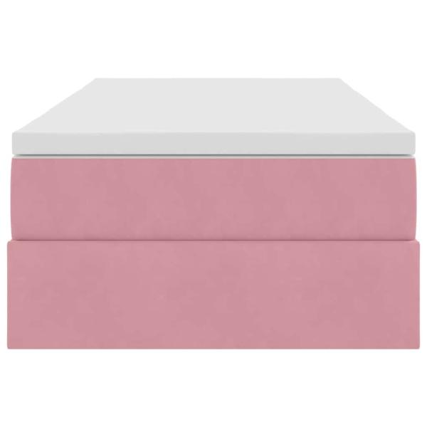 ARDEBO.de - Aufbewahrungsbett mit Matratze Rosa 100 x 200 cm Samt