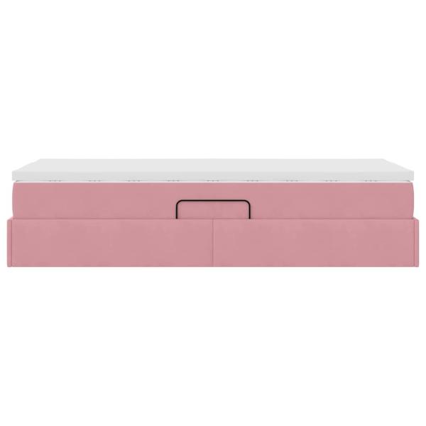 Aufbewahrungsbett mit Matratze Rosa 100 x 200 cm Samt