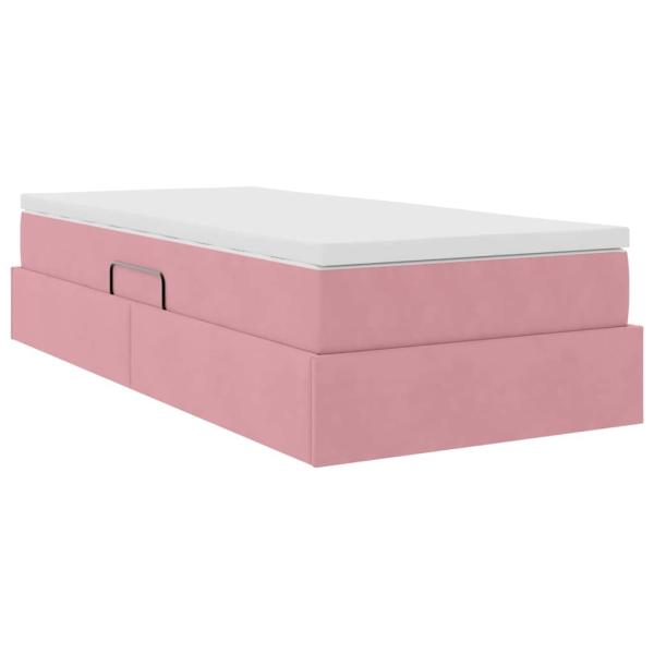 Aufbewahrungsbett mit Matratze Rosa 100 x 200 cm Samt