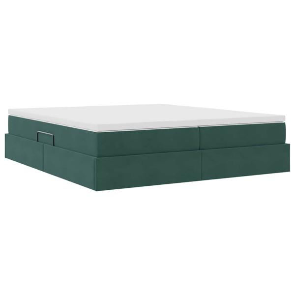 Aufbewahrungsbett mit Matratze Dunkelgrün 200 x 200 cm Samt